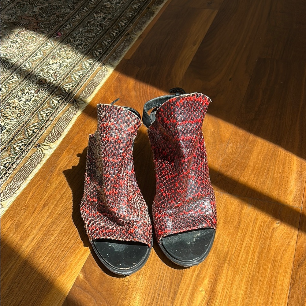 Balenciaga Stylish Red Peep-Toe Women's Shoes